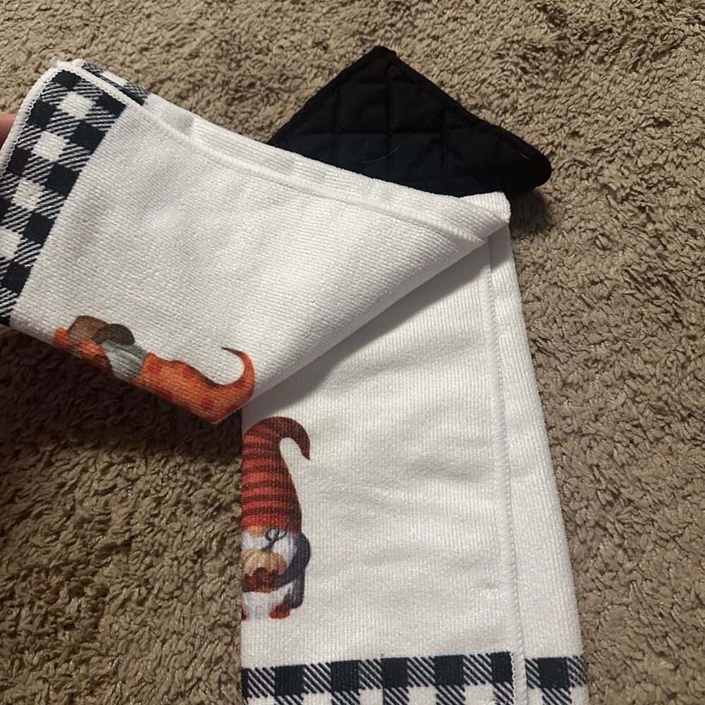 Hello Pumpkin Fall Kitchen Hanging Towel - White & Orange - Picture 4 of 4